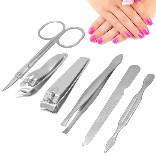 SJ 6 in 1 Nail Art Clipper Pedicure Manicure Tweezer Cutter Earpick Tool Set.